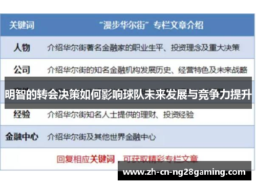 明智的转会决策如何影响球队未来发展与竞争力提升
