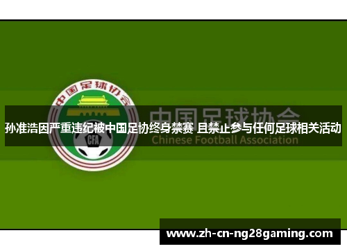 孙准浩因严重违纪被中国足协终身禁赛 且禁止参与任何足球相关活动
